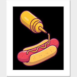 Hotdog with mustard Posters and Art